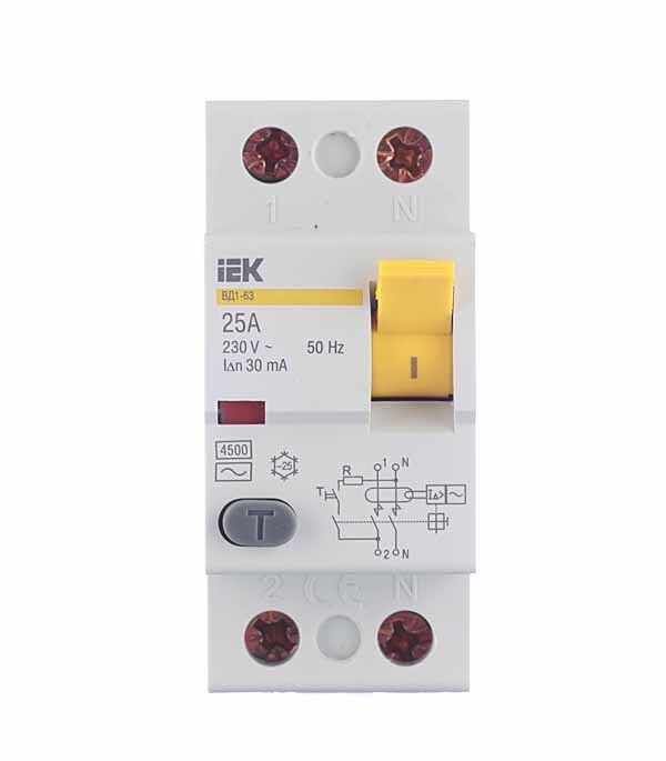 original-27673.jpg УЗО IEK Karat ВД1-63 25А 1P+N тип AC 30 мА 4,5 кА (MDV10-2-025-030) — изображение 1