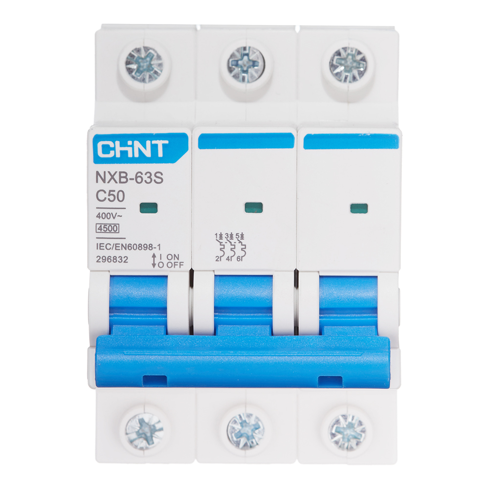 original-27744.jpg Автоматический выключатель модульный Chint NXB-63S 3P 50А тип C 4,5 кА 400 В (296832 Chint) — изображение 1