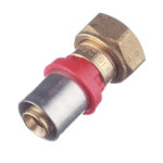 Соединитель прямой Tiemme с накидной гайкой и плоской прокладкой 16(пресс) х 1/2 ВР(г)