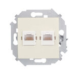 Розетка компьютерная Simon 15 встраиваемая слоновая кость 2хRJ45 (1591593-031)