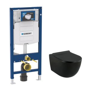 Комплект инсталляции Geberit Sigma с унитазом Lavelly Classic Black и сиденьем дюропласт микролифт быстросъем