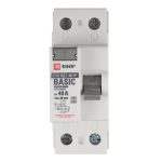 УЗО EKF Basic ВДТ-40 40А 1P+N тип AC 30 мА 4,5 кА (elcb-2-40-30e-sim)