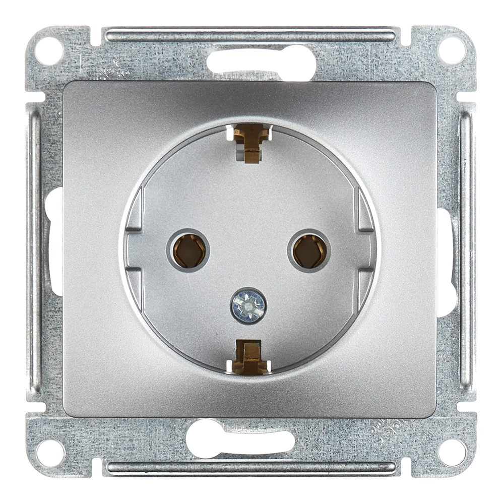 original-28439.jpg Розетка Systeme Electric Glossa встраиваемая алюминий (GSL000343) — изображение 1