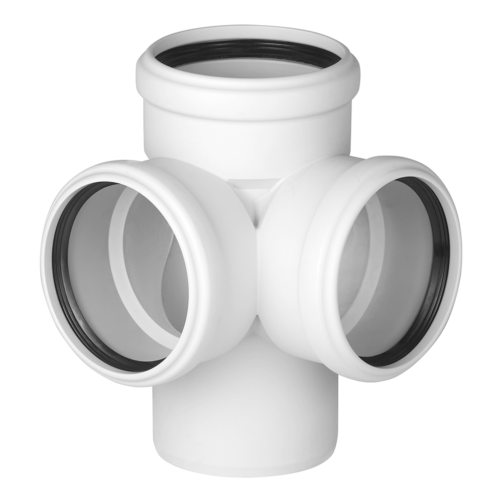 original-28821.jpg Крестовина Pro Aqua Stilte Plus d110х110х110 мм 87,5° пластиковая шумопоглощающая двухплоскостная для внутренней канализации — изображение 1