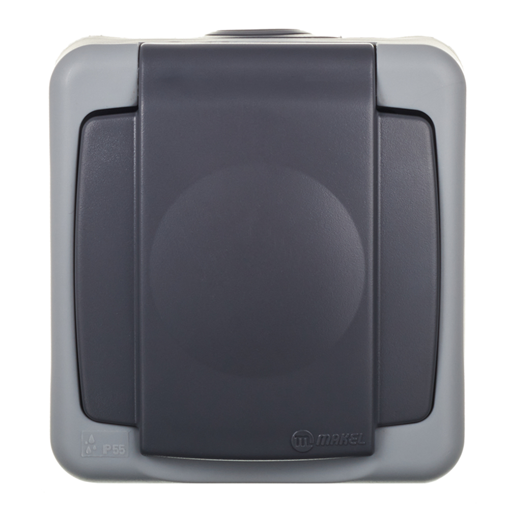 original-28856.jpg Розетка Makel накладная серая с крышкой (36064029) — изображение 1