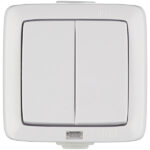 Выключатель Hegel Alfa двухклавишный накладной белый с подсветкой (ВА10-252)