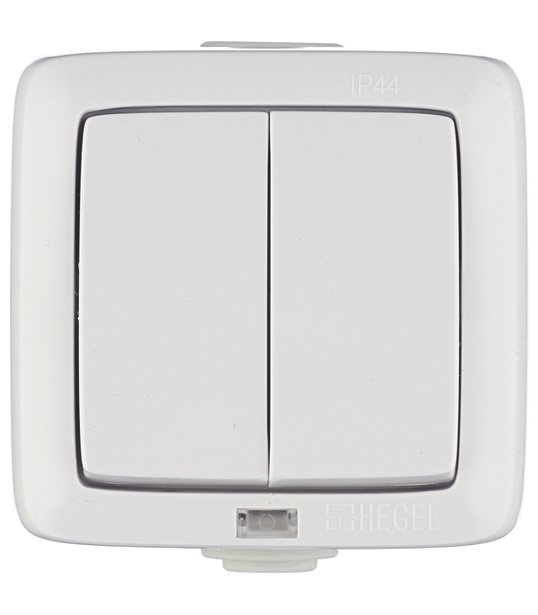 original-28959.jpg Выключатель Hegel Alfa двухклавишный накладной белый с подсветкой (ВА10-252) — изображение 1