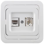 Розетка компьютерная/ телефонная Makel Mimoza встраиваемая белая RJ11/ RJ45 (12037)