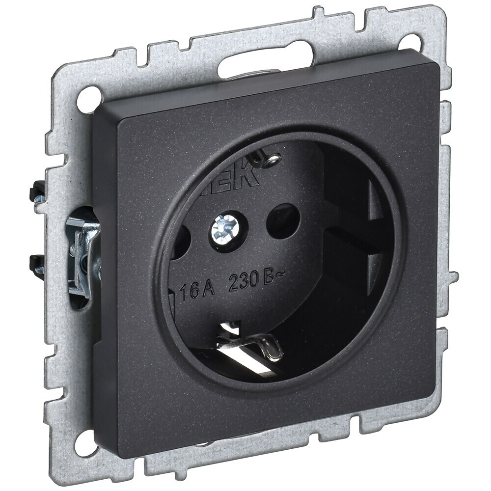 original-2937.jpg Розетка IEK Brite РС14-1-0-БрЧ встраиваемая черная со шторками (BR-R14-16-K02) — изображение 1