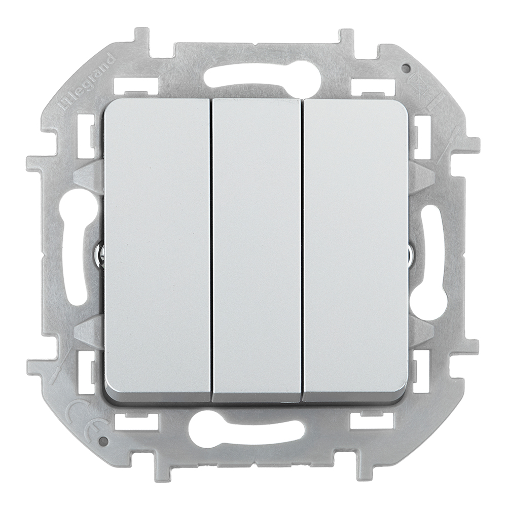 original-2971.jpg Выключатель Legrand Inspiria трехклавишный встраиваемый алюминий (673642) — изображение 1