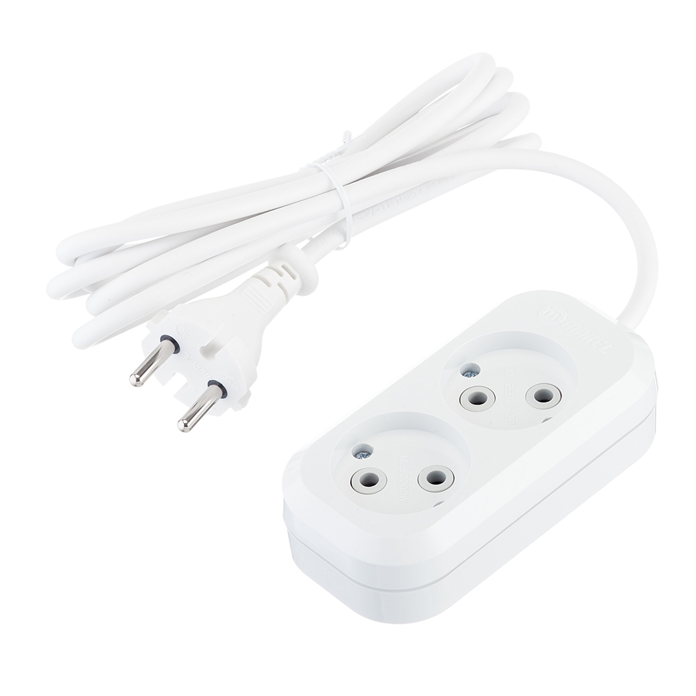 original-29851.jpg Удлинитель Makel 2 розетки 2 м ПВС 2х0,75 кв.мм 10 А 2,2 кВт белый (MGP102) — изображение 1