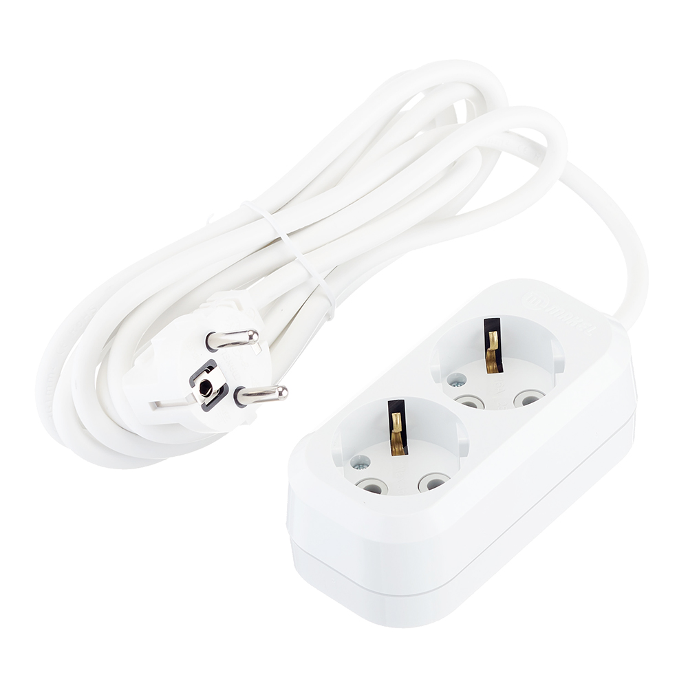 original-30081.jpg Удлинитель Makel 2 розетки 3 м ПВС 3х1 кв.мм 16 А 2,2 кВт белый (MGP113) — изображение 1