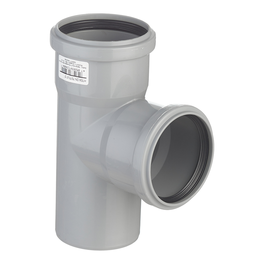 original-30089.jpg Тройник Ostendorf HTEA d75 мм 87° пластиковый для внутренней канализации (113400) — изображение 1