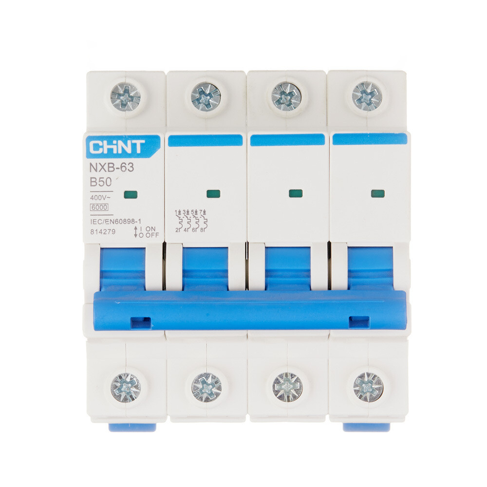 original-30311.jpg Автоматический выключатель модульный Chint NXB-63 4P 50А тип B 6 кА 400 В (814279) — изображение 1