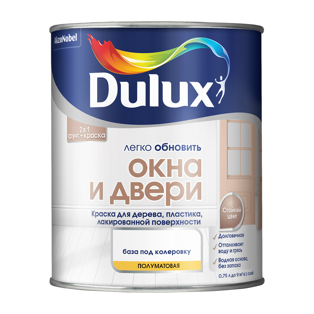 original-30610.jpg Краска Dulux/Luxium Окна и Двери основа BC бесцветная полуматовая 0,75 л — изображение 1