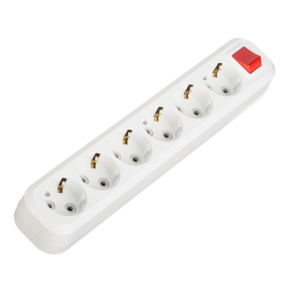 original-30621.jpg Колодка электрическая 6 розеток Makel 16 А 250 В 2,2 кВт с выключателем белая (MGP231) — изображение 1