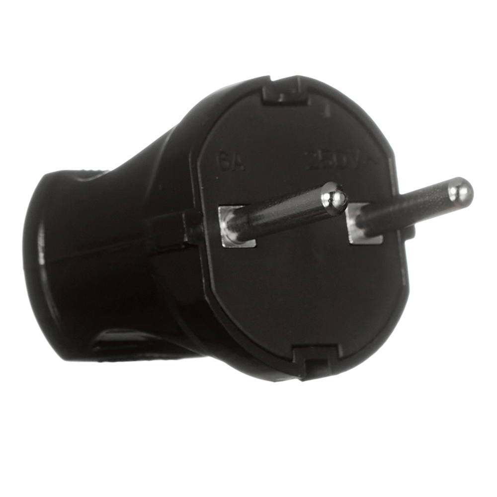 original-30648.jpg Вилка прямая без заземления 6 А 230 В Makel черная (10051) — изображение 1