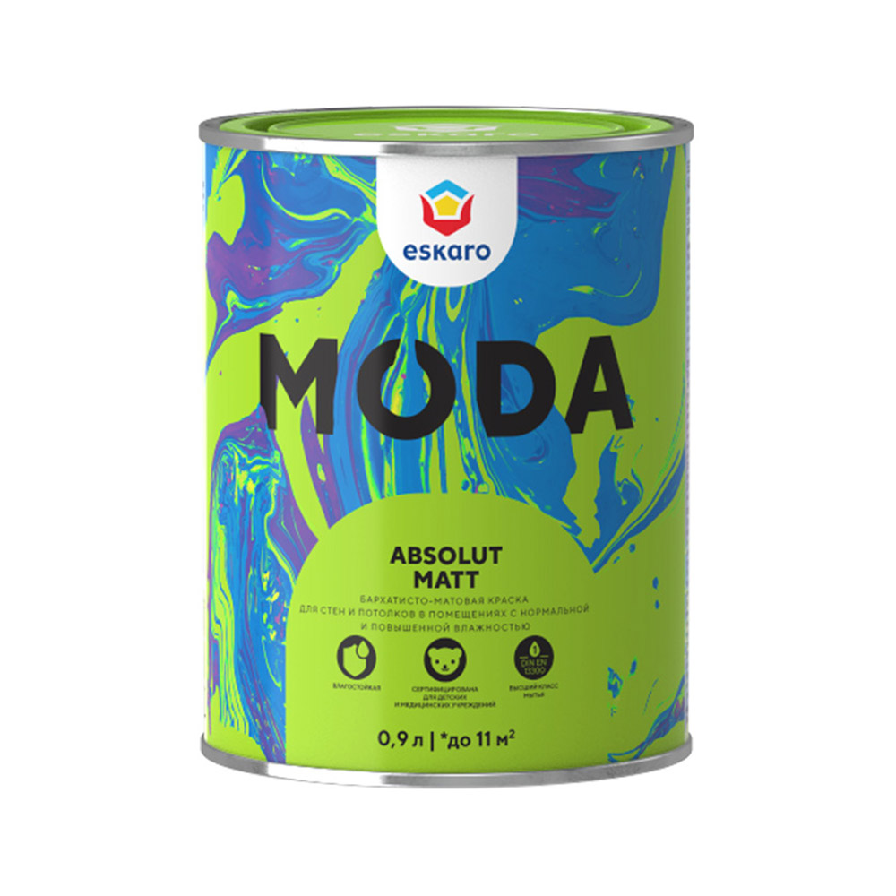 original-30691.jpg Краска моющаяся Eskaro Moda Absolut Matt база TR бесцветная 0,9 л — изображение 1