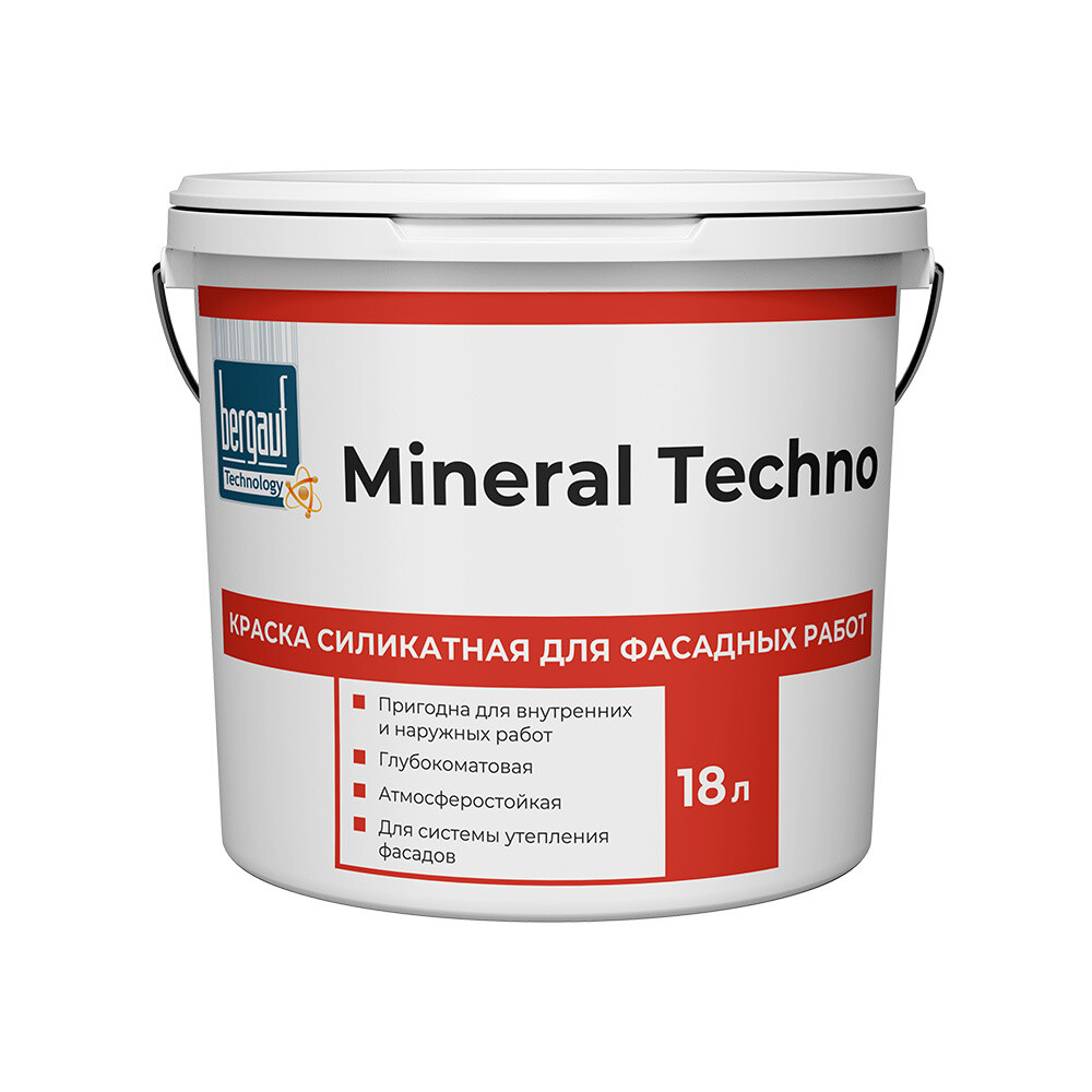 original-30751.jpg Краска фасадная Bergauf Mineral Techno силикатная база С бесцветная 18 л — изображение 1