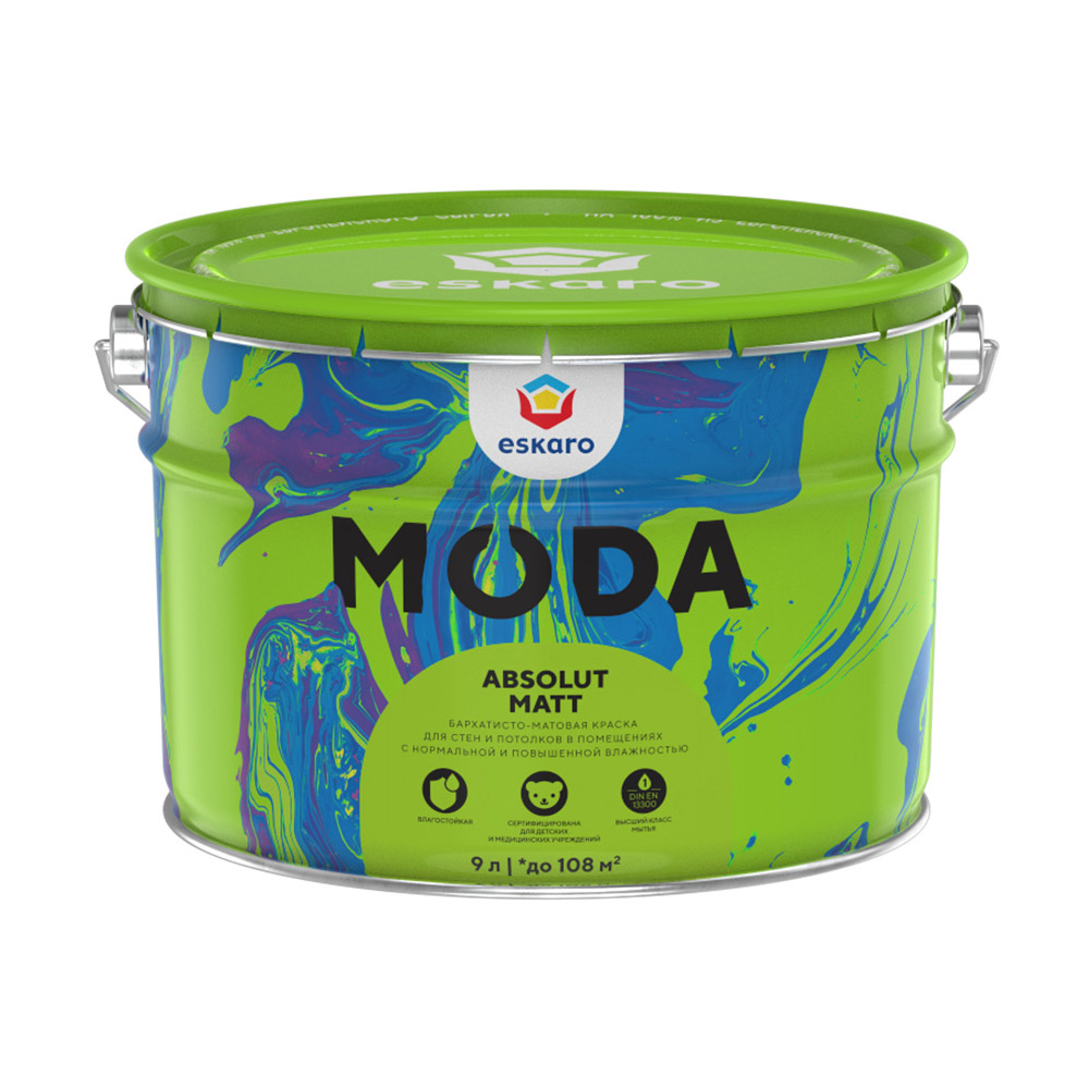 original-30762.jpg Краска моющаяся Eskaro Moda Absolut Matt база TR бесцветная 9 л — изображение 1