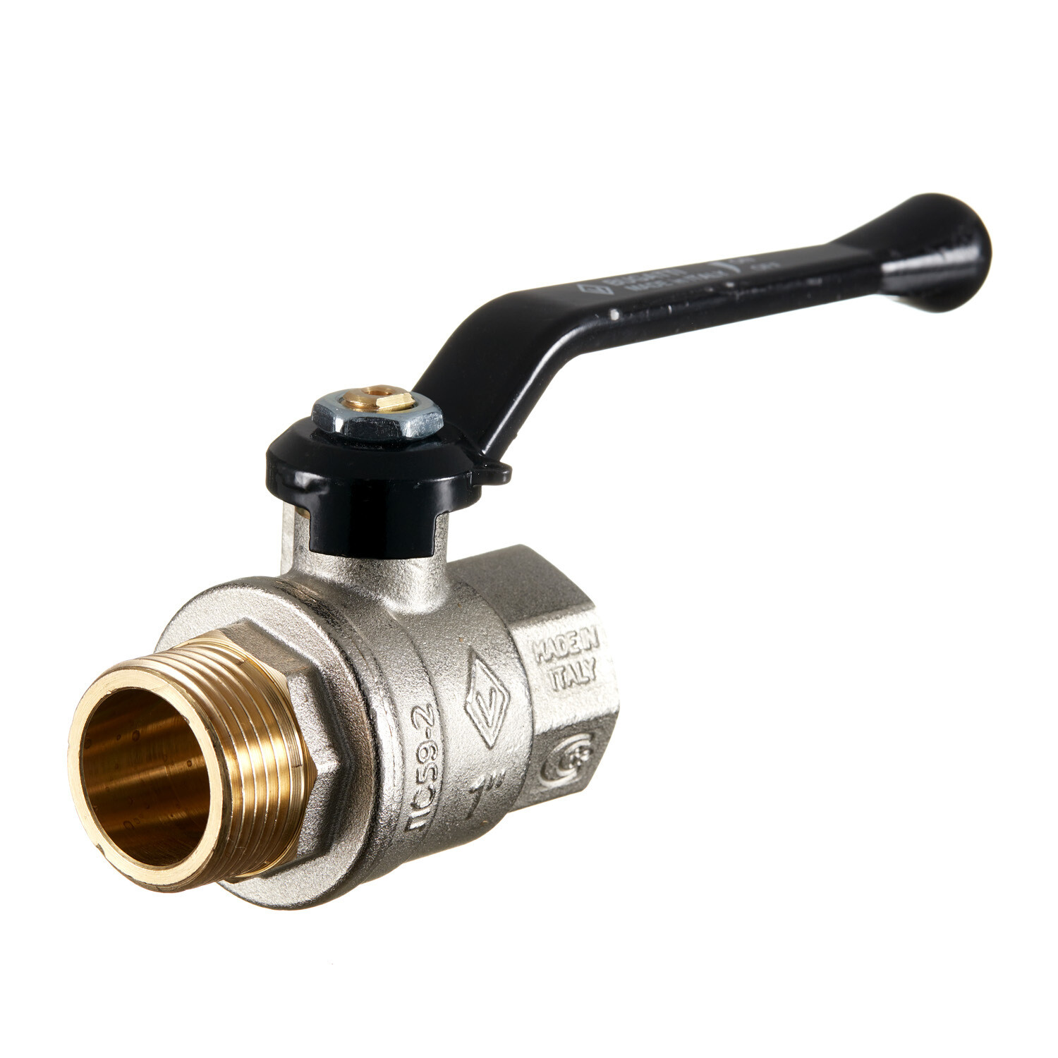 original-30955.jpg Кран шаровой латунный Bugatti 1 ВР(г) х 1 НР(ш) ручка прямой (03050213) — изображение 1