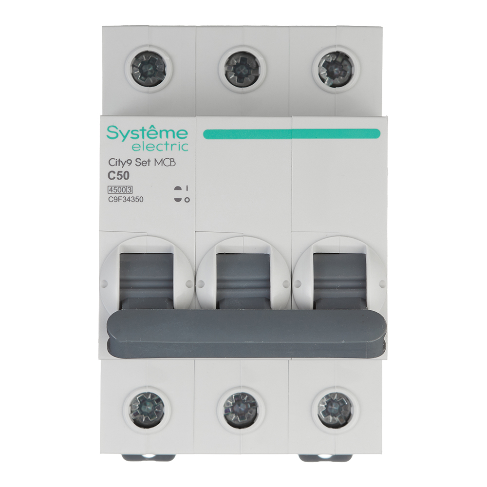 original-31048.jpg Автоматический выключатель модульный Systeme Electric City9 Set 3P 50А 4,5 кА 400 В (C9F34350) — изображение 1