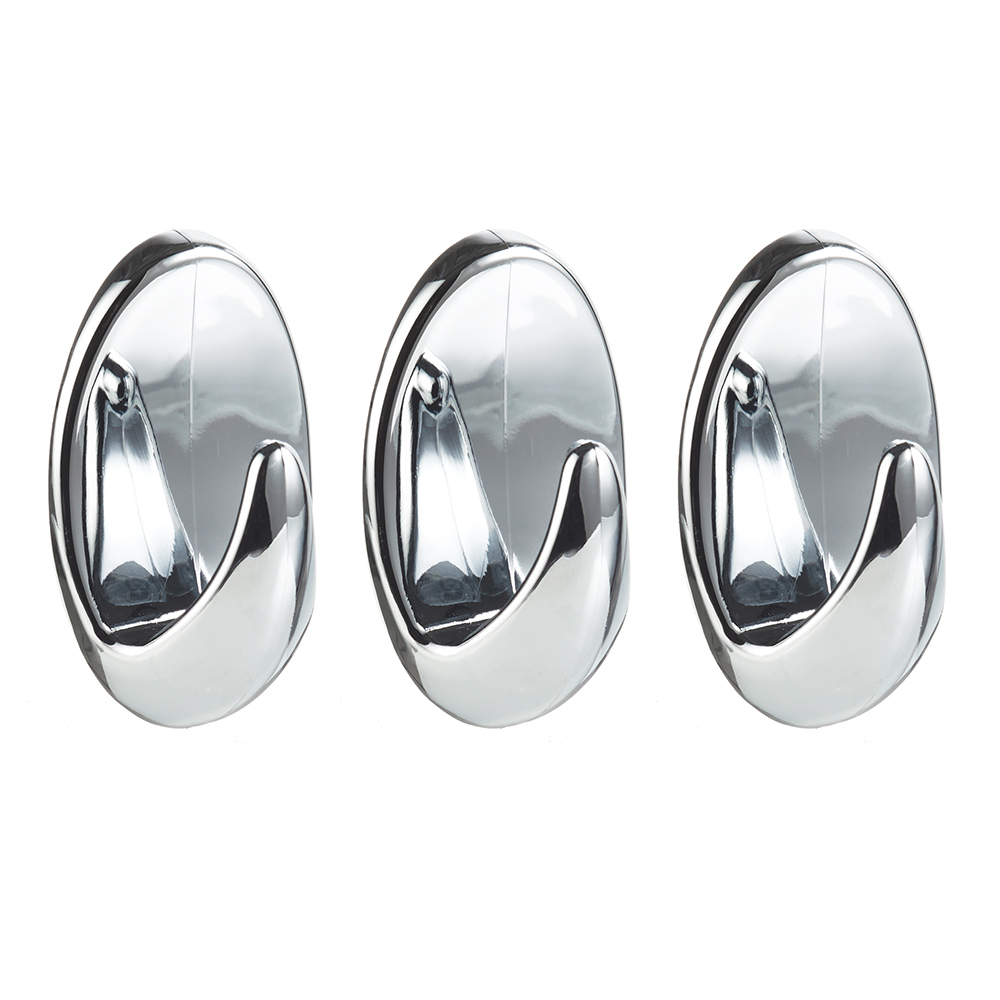 original-31103.jpg Крючок для ванной Kleber Strong одинарный самоклеящийся пластик хром (3 шт.) (KLE-SG004/9660) — изображение 1