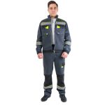 Костюм мужской рабочий Joker Корвет Коттон КБ 1 56-58 рост 170-176 см темно-серый/лимон