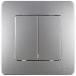 Выключатель Systeme Electric Blanca двухклавишный встраиваемый алюминий (BLNVS010503)
