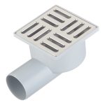 Трап душевой горизонтальный АНИ пласт с сухим затвором 100х100 мм d50 мм решетка из нержавеющей стали (TQ5102)