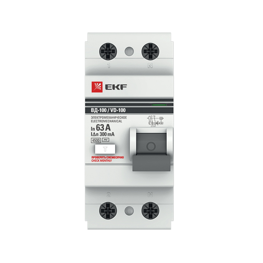 original-3157.jpg УЗО EKF PROxima ВД-100 63А 1P+N тип AC 300 мА 4,5 кА (elcb-2-63-300-em-pro) — изображение 1