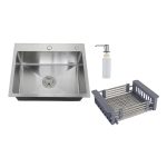 Мойка для кухни РМС 50х50х20 см врезная с коландером и дозатором сталь (MR-5050)