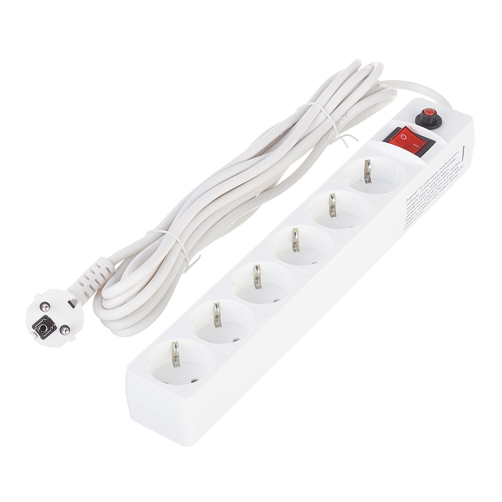 original-31698.jpg Сетевой фильтр UNIVersal 6 розеток 5 м 10 А 2,2 кВт белый (967U-3005) — изображение 1