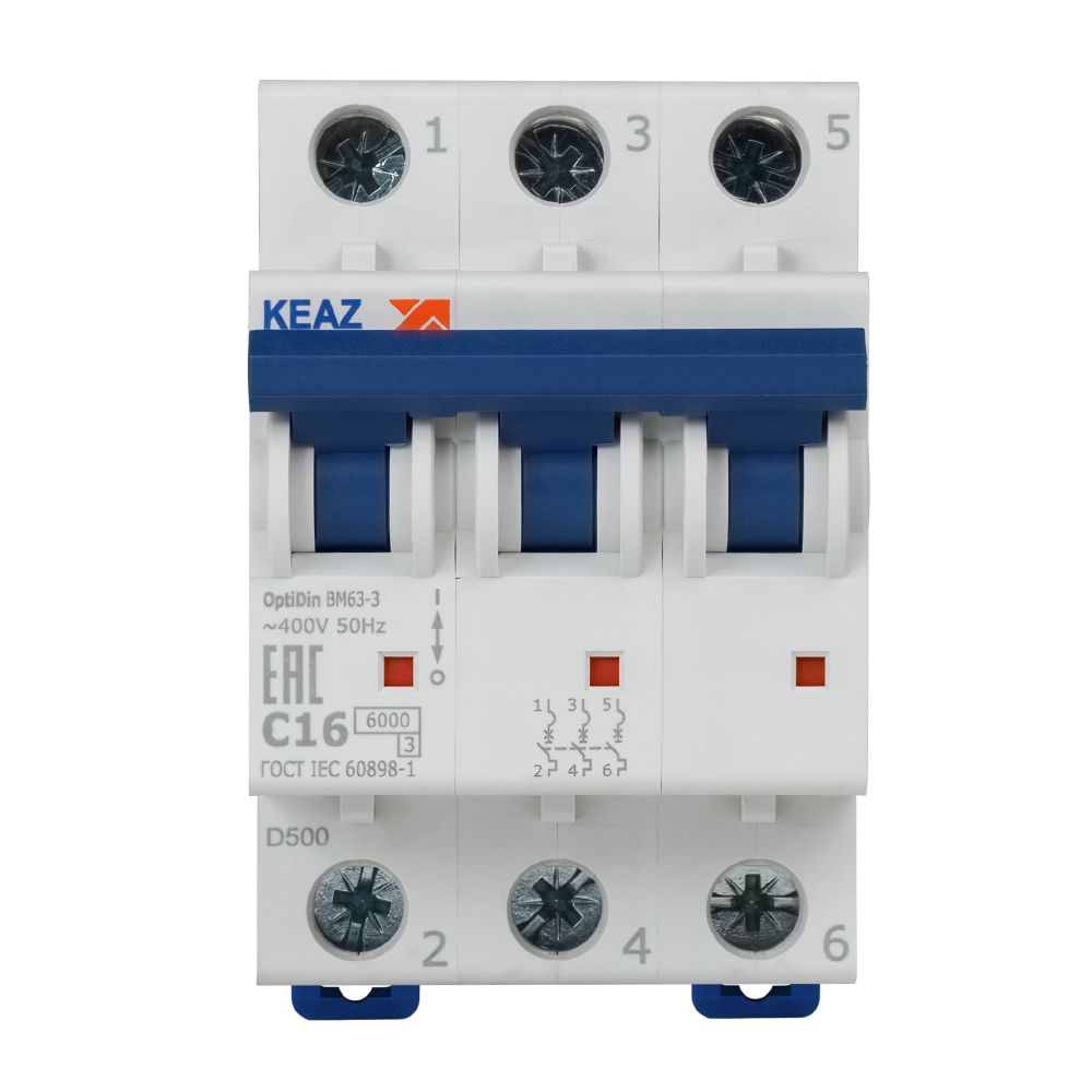 original-321.jpg Автоматический выключатель модульный КЭАЗ OptiDin 3P 16А тип C 6 кА 380 В (260791) — изображение 1