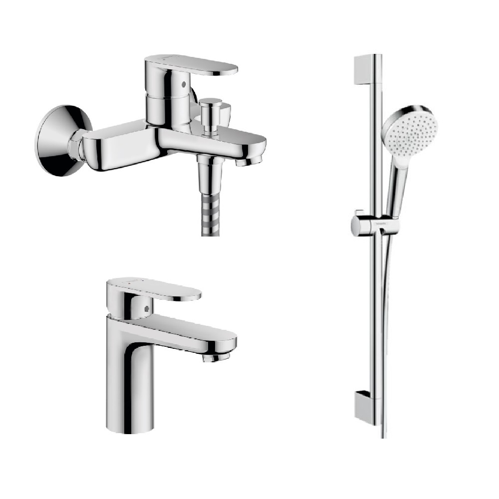 original-32127.jpg Комплект смесителей для ванны Hansgrohe Vernis хром с лейкой d100 мм со шлангом 1600 мм со стойкой 650 мм (10000001) — изображение 1
