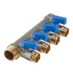 Коллектор Stout 3/4 ВР(г) х 4 выхода 1/2 НР(ш) ЕК х 3/4 НР(ш) с шаровыми кранами (SMB 6211 341204)