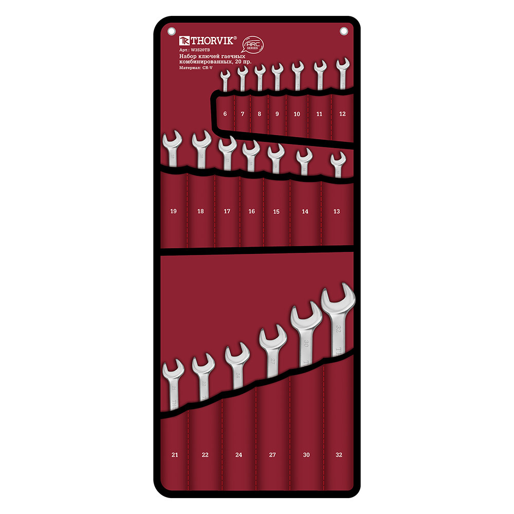 original-32384.jpg Набор комбинированных ключей Thorvik Arc 6-32 мм в сумке (20 шт.) — изображение 1