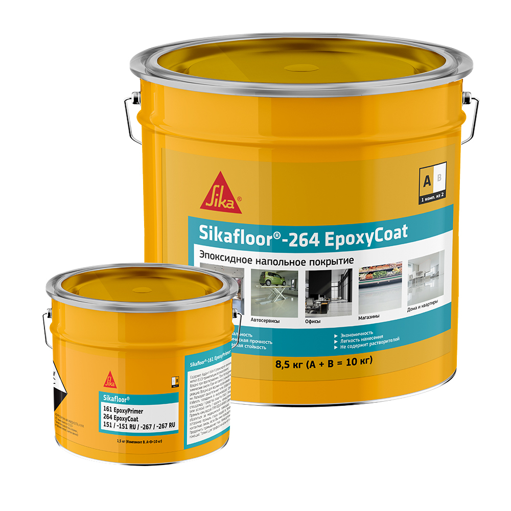 original-32386.jpg Пол эпоксидный Sika Sikafloor-264 EpoxyCoat двухкомпонентный серый RAL 7032 8,5 кг + 1,5 кг — изображение 1
