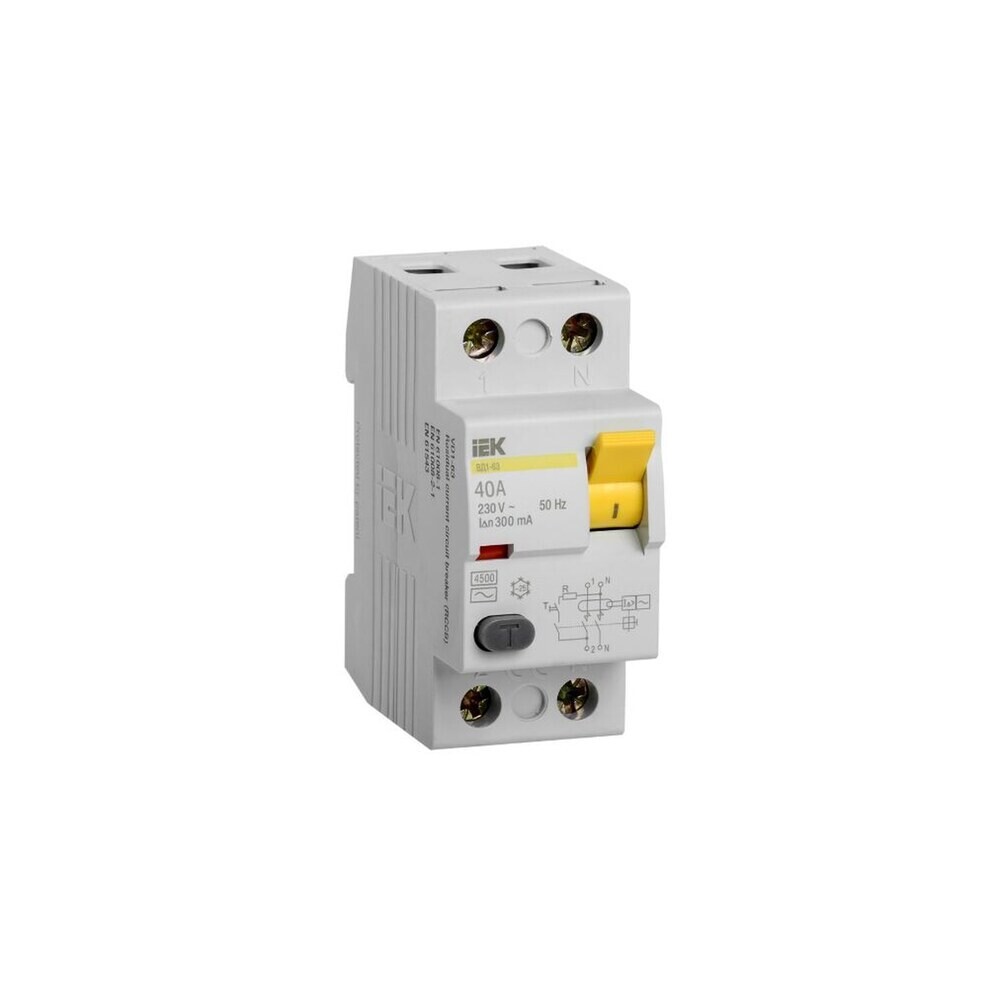 original-3252.jpg УЗО IEK ВД1-63 40А 1P+N тип AC 300 мА 4,5 кА (MDV10-2-040-300) — изображение 1