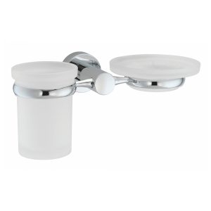 Стакан для ванной WasserKraft Donau с держателем стекло матовый/металл хром (K-9426)