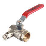 Кран шаровой латунный Valtec Base 1/2 ВР(г) х 1/2 ВР(г) ручка с дренажом и воздухоотводчиком прямой (VT.245.N.04)