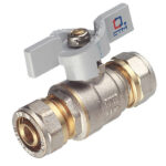 Кран шаровой латунный СТМ 16 обж(ц) х 16 обж(ц) для металлопластиковых труб бабочка прямой