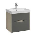 Тумба под раковину Aquaton Оливия 55 см подвесная грей/дуб ойстер (1A254201OLUG0)