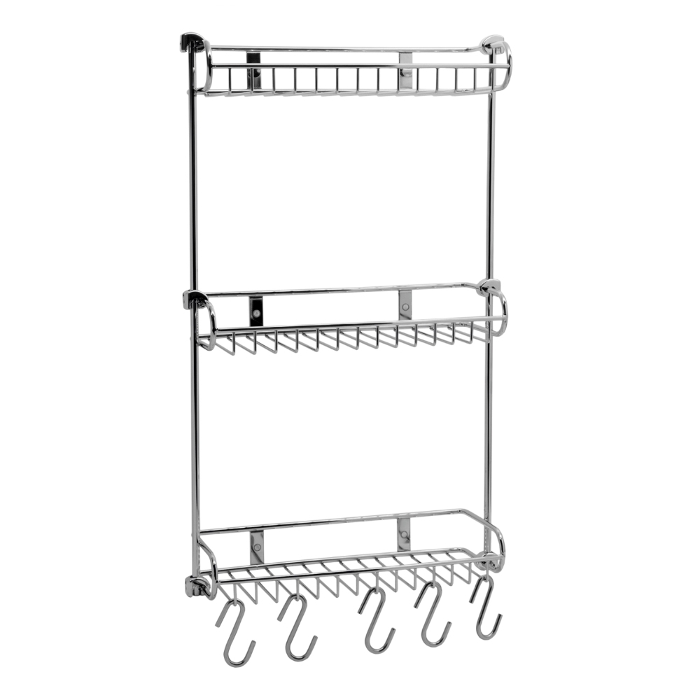 original-3309.jpg Полка для ванной WasserKraft трехъярусная с крючками 130х326х542 мм металл хром (K-1433) — изображение 1