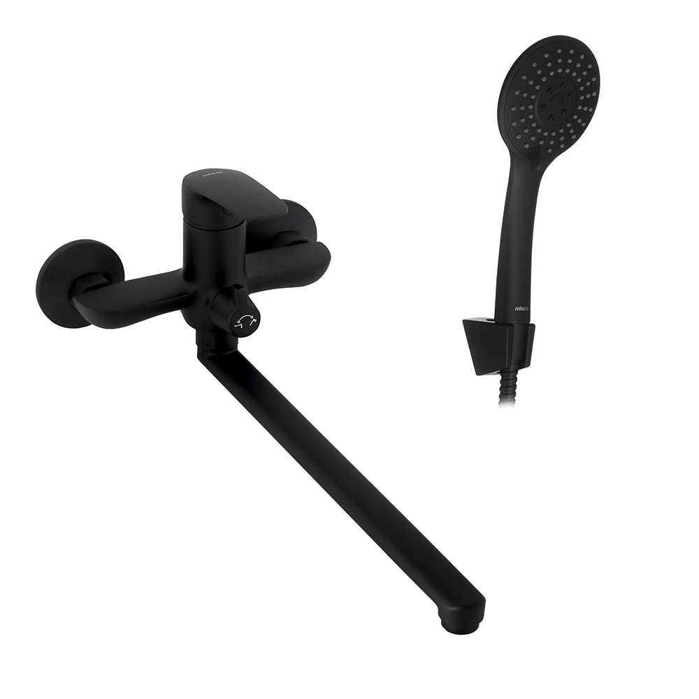 original-33142.jpg Смеситель для ванны Milardo Rora черный однорычажный с длинным изливом с лейкой (RORBL00M10) — изображение 1