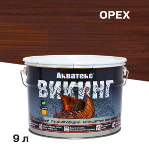 Антисептик Акватекс Викинг декоративный для дерева орех 9 л