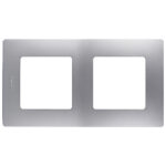 Рамка Legrand Etika двухместная алюминий (672552)