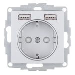 Розетка Systeme Electric AtlasDesign встраиваемая алюминий 2хUSB-А (ATN000330)