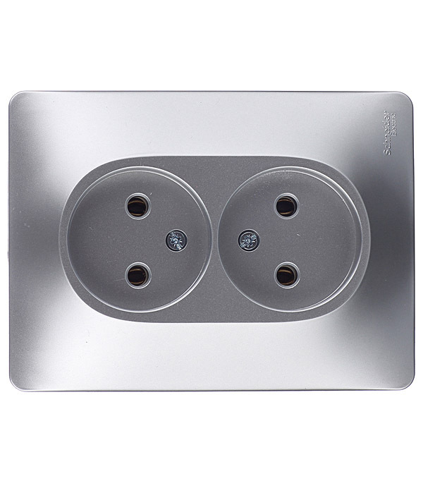 original-34058.jpg Розетка Systeme Electric Glossa встраиваемая алюминий (GSL000320) — изображение 1