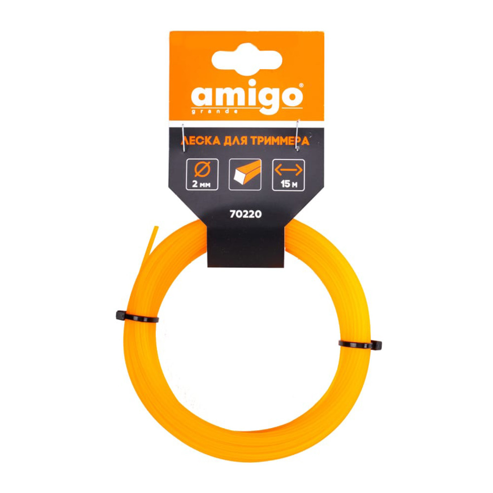 original-34167.jpg Леска для триммера Amigo квадрат 2 мм х 15 м оранжевая (70220) — изображение 1